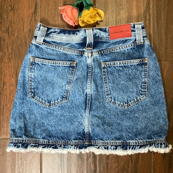 Alessandra Rich Denim High Rise Mini Skirt - Picture 2 of 8